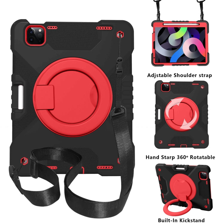 PC + Silicone Shockproof Combination Case with 360 Degree Rotating Holder & Handle & Shoulder Strap & Pen Slot For iPad Air 2022 / 2020 10.9