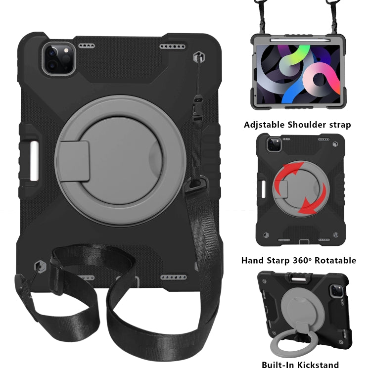 PC + Silicone Shockproof Combination Case with 360 Degree Rotating Holder & Handle & Shoulder Strap & Pen Slot For iPad Air 2022 / 2020 10.9