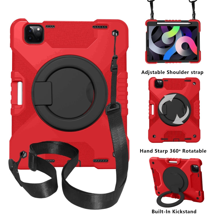PC + Silicone Shockproof Combination Case with 360 Degree Rotating Holder & Handle & Shoulder Strap & Pen Slot For iPad Air 2022 / 2020 10.9