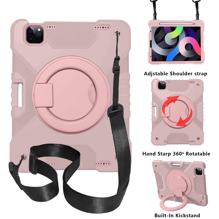 PC + Silicone Shockproof Combination Case with 360 Degree Rotating Holder & Handle & Shoulder Strap & Pen Slot For iPad Air 2022 / 2020 10.9