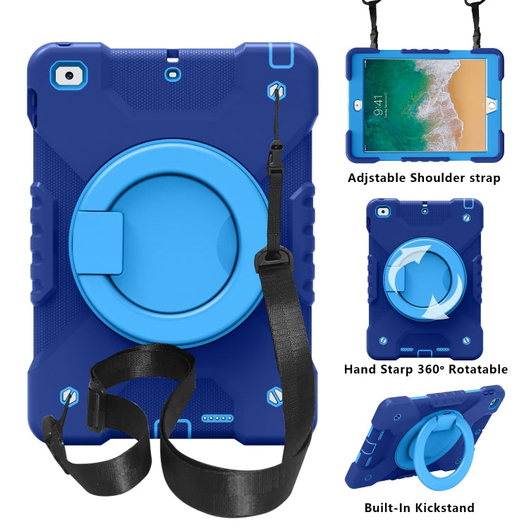 PC + Silicone Shockproof Combination Case with 360 Degree Rotating Holder & Handle & Shoulder Strap For iPad 9.7 (2017 / 2018) / Air & Air 2 / Pro 9.7