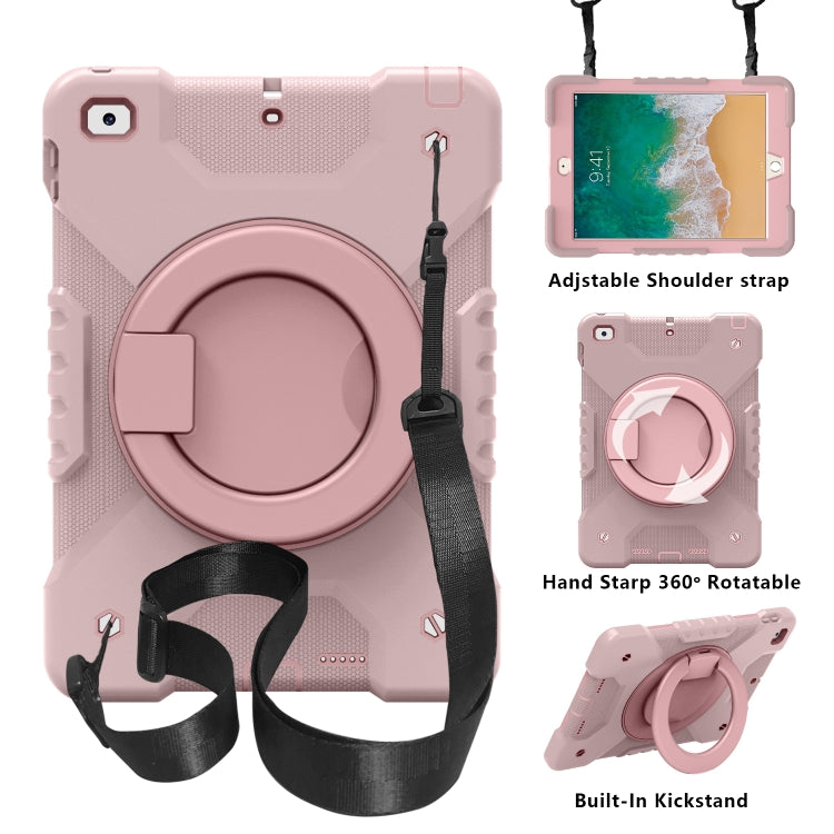PC + Silicone Shockproof Combination Case with 360 Degree Rotating Holder & Handle & Shoulder Strap For iPad 9.7 (2017 / 2018) / Air & Air 2 / Pro 9.7