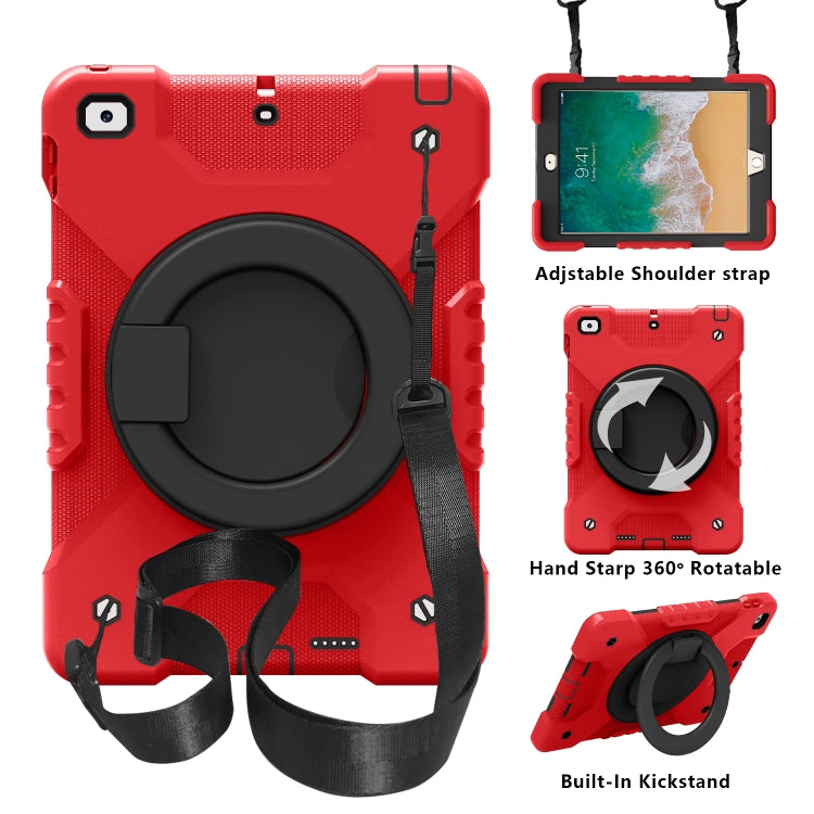 PC + Silicone Shockproof Combination Case with 360 Degree Rotating Holder & Handle & Shoulder Strap For iPad 9.7 (2017 / 2018) / Air & Air 2 / Pro 9.7