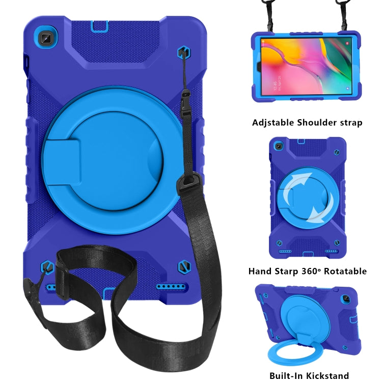 For Samsung Galaxy Tab A 10.1 T510 / T515 PC + Silicone Shockproof Combination Case with 360 Degree Rotating Holder & Handle & Shoulder Strap