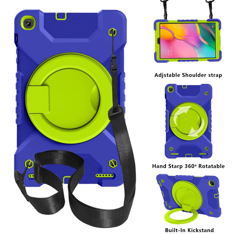 For Samsung Galaxy Tab A 10.1 T510 / T515 PC + Silicone Shockproof Combination Case with 360 Degree Rotating Holder & Handle & Shoulder Strap