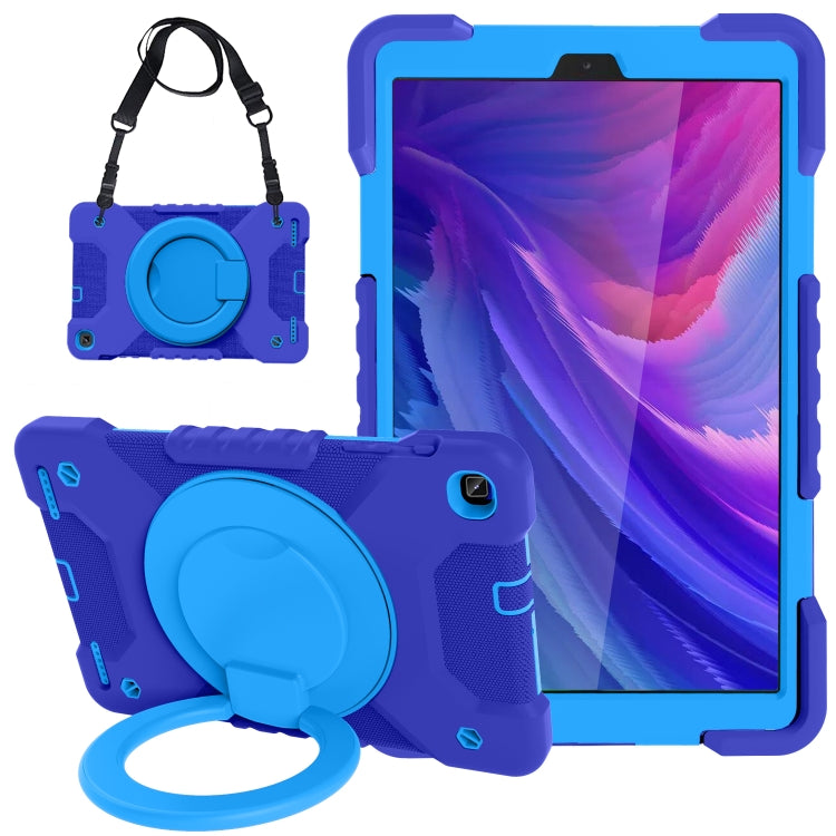 For Samsung Galaxy Tab A 10.1 T510 / T515 PC + Silicone Shockproof Combination Case with 360 Degree Rotating Holder & Handle & Shoulder Strap