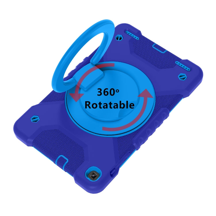 For Samsung Galaxy Tab A 10.1 T510 / T515 PC + Silicone Shockproof Combination Case with 360 Degree Rotating Holder & Handle & Shoulder Strap