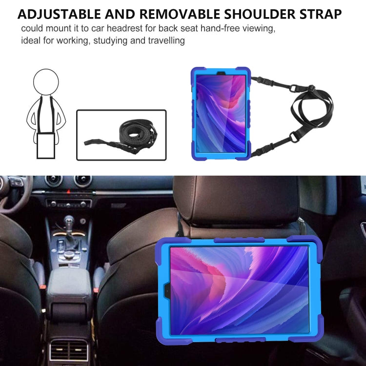 For Samsung Galaxy Tab A 10.1 T510 / T515 PC + Silicone Shockproof Combination Case with 360 Degree Rotating Holder & Handle & Shoulder Strap