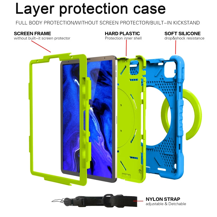 For iPad Pro 11 (2018/2020) PC + Silicone Shockproof Combination Tablet Case with 360 Degree Rotating Holder & Handle & Shoulder Strap