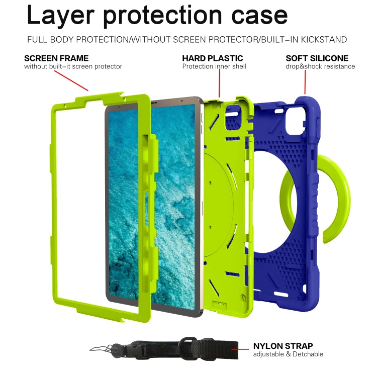 For iPad Pro 11 (2018/2020) PC + Silicone Shockproof Combination Tablet Case with 360 Degree Rotating Holder & Handle & Shoulder Strap