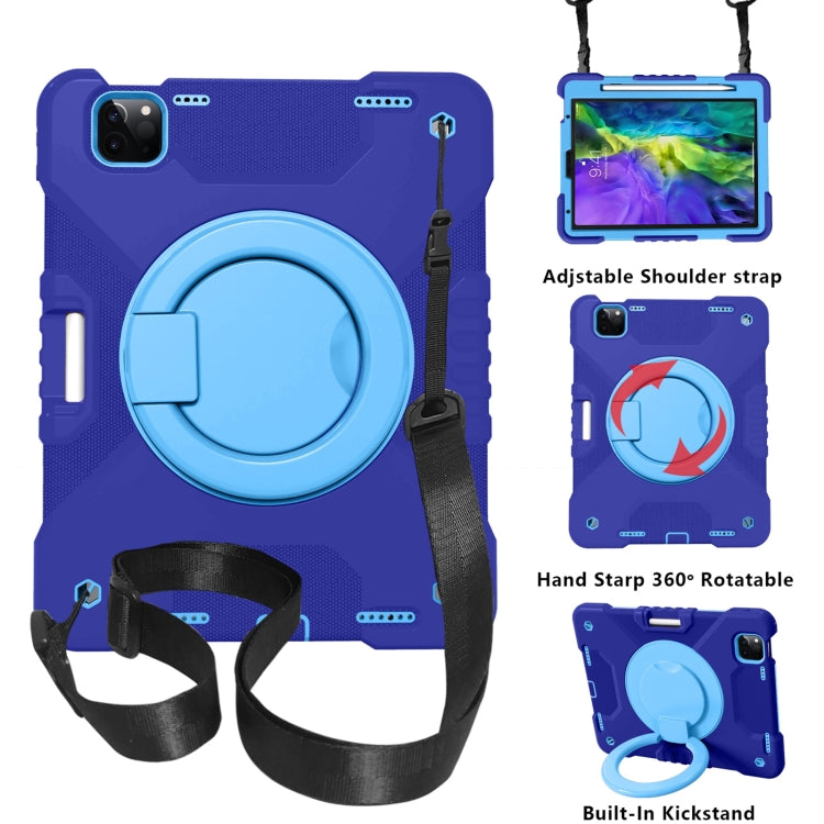 For iPad Pro 11 (2018/2020) PC + Silicone Shockproof Combination Tablet Case with 360 Degree Rotating Holder & Handle & Shoulder Strap