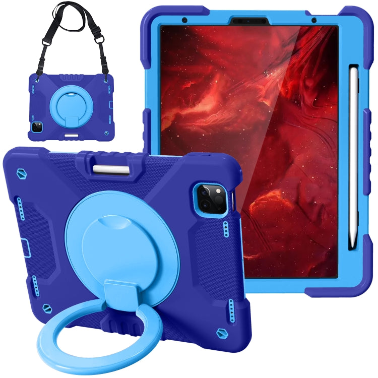 For iPad Pro 11 (2018/2020) PC + Silicone Shockproof Combination Tablet Case with 360 Degree Rotating Holder & Handle & Shoulder Strap