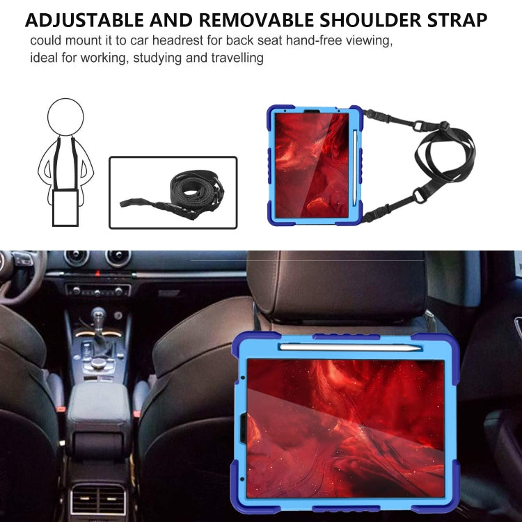 For iPad Pro 11 (2018/2020) PC + Silicone Shockproof Combination Tablet Case with 360 Degree Rotating Holder & Handle & Shoulder Strap
