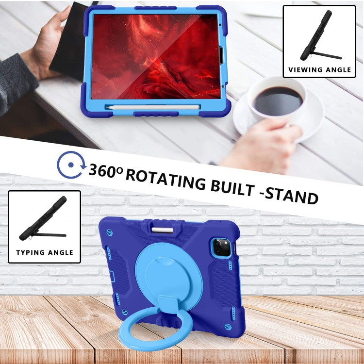 For iPad Pro 11 (2018/2020) PC + Silicone Shockproof Combination Tablet Case with 360 Degree Rotating Holder & Handle & Shoulder Strap