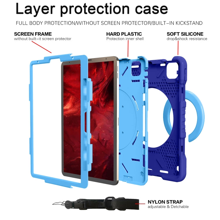 For iPad Pro 11 (2018/2020) PC + Silicone Shockproof Combination Tablet Case with 360 Degree Rotating Holder & Handle & Shoulder Strap