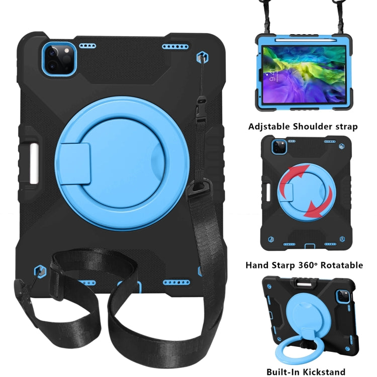 For iPad Pro 11 (2018/2020) PC + Silicone Shockproof Combination Tablet Case with 360 Degree Rotating Holder & Handle & Shoulder Strap