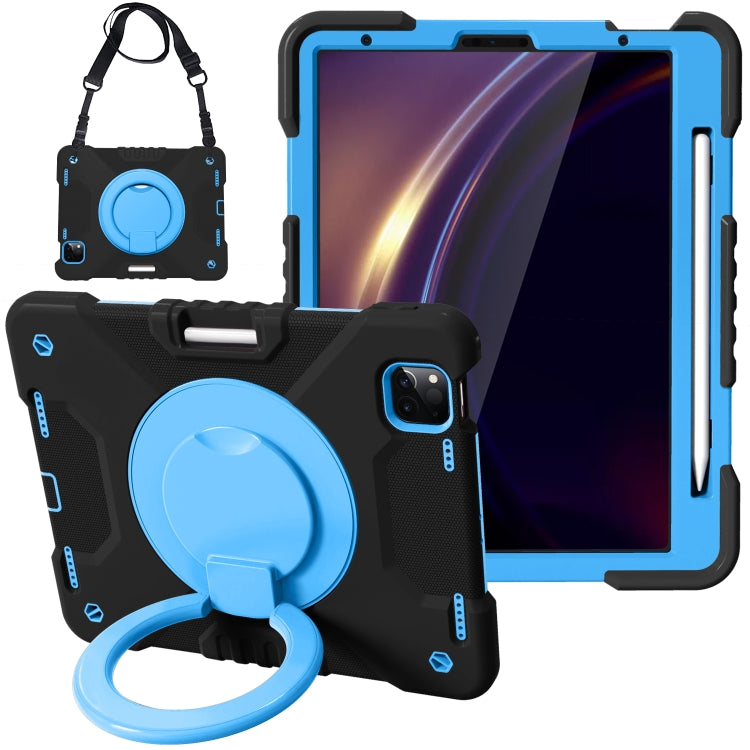 For iPad Pro 11 (2018/2020) PC + Silicone Shockproof Combination Tablet Case with 360 Degree Rotating Holder & Handle & Shoulder Strap