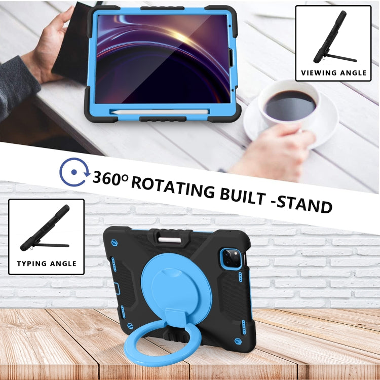 For iPad Pro 11 (2018/2020) PC + Silicone Shockproof Combination Tablet Case with 360 Degree Rotating Holder & Handle & Shoulder Strap