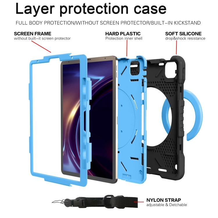 For iPad Pro 11 (2018/2020) PC + Silicone Shockproof Combination Tablet Case with 360 Degree Rotating Holder & Handle & Shoulder Strap