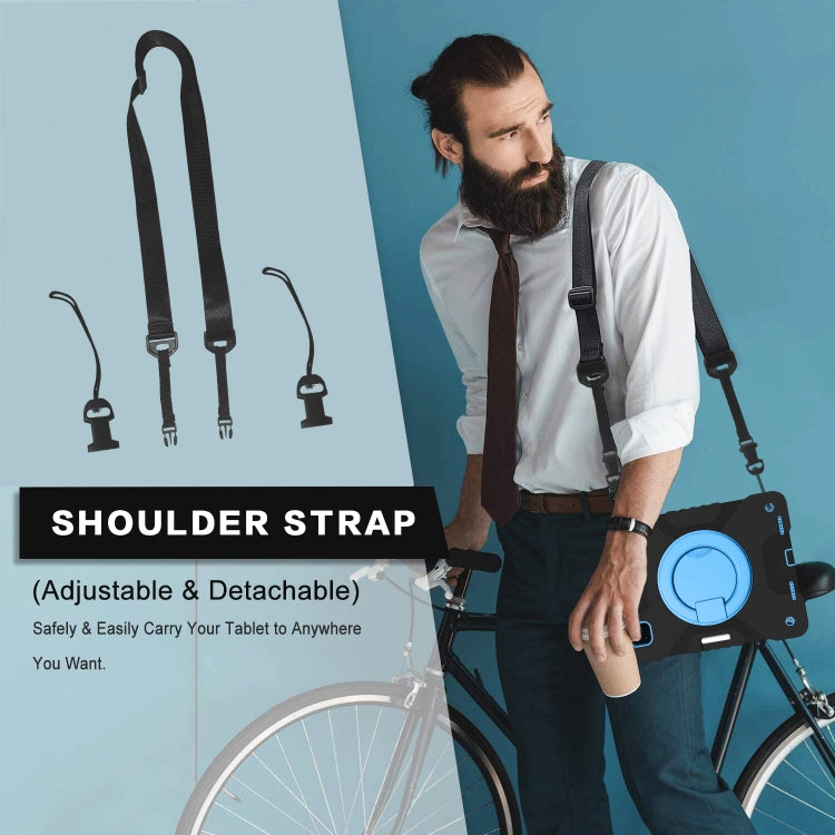 For iPad Pro 11 (2018/2020) PC + Silicone Shockproof Combination Tablet Case with 360 Degree Rotating Holder & Handle & Shoulder Strap