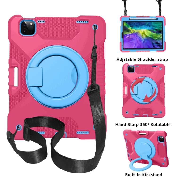 For iPad Pro 11 (2018/2020) PC + Silicone Shockproof Combination Tablet Case with 360 Degree Rotating Holder & Handle & Shoulder Strap