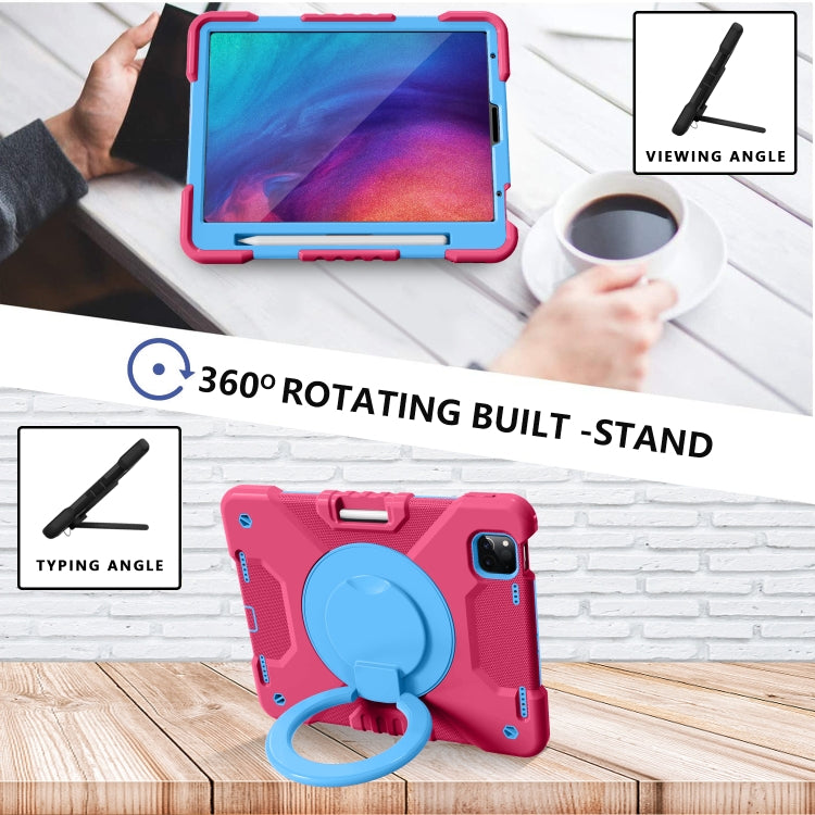 For iPad Pro 11 (2018/2020) PC + Silicone Shockproof Combination Tablet Case with 360 Degree Rotating Holder & Handle & Shoulder Strap