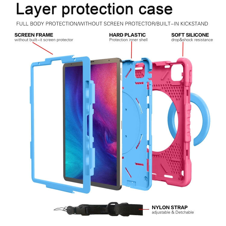 For iPad Pro 11 (2018/2020) PC + Silicone Shockproof Combination Tablet Case with 360 Degree Rotating Holder & Handle & Shoulder Strap