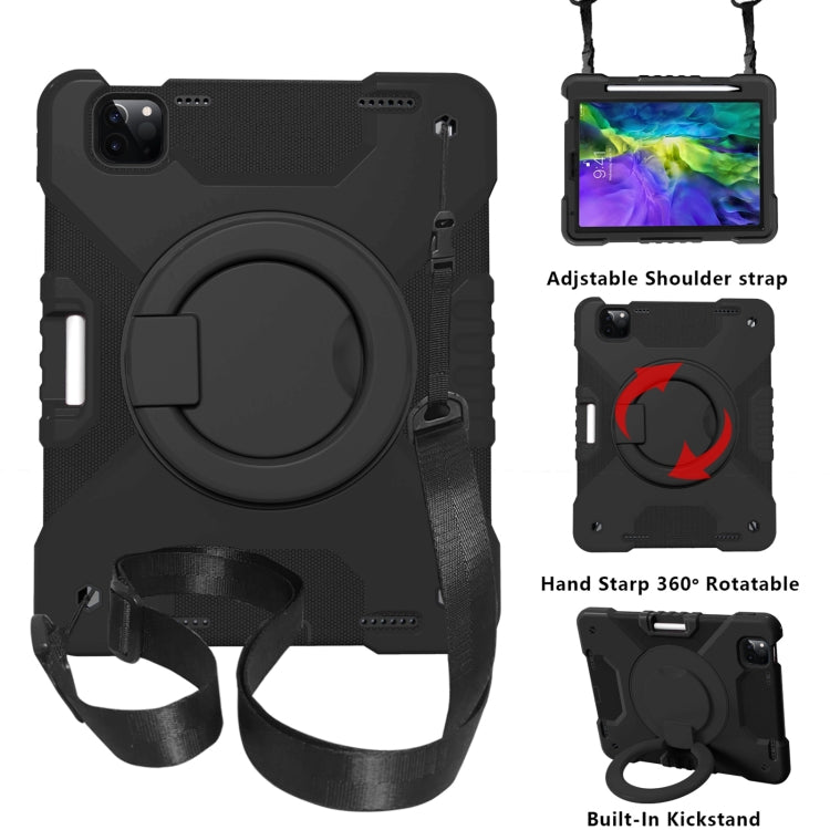 For iPad Pro 11 (2018/2020) PC + Silicone Shockproof Combination Tablet Case with 360 Degree Rotating Holder & Handle & Shoulder Strap