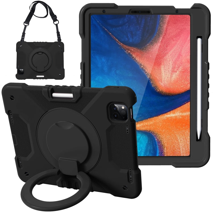 For iPad Pro 11 (2018/2020) PC + Silicone Shockproof Combination Tablet Case with 360 Degree Rotating Holder & Handle & Shoulder Strap