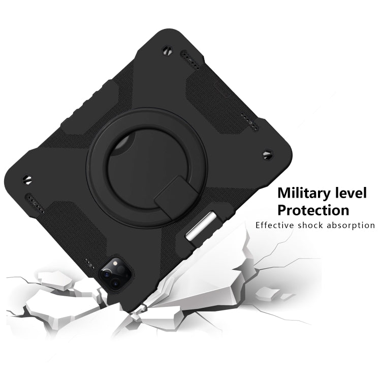 For iPad Pro 11 (2018/2020) PC + Silicone Shockproof Combination Tablet Case with 360 Degree Rotating Holder & Handle & Shoulder Strap