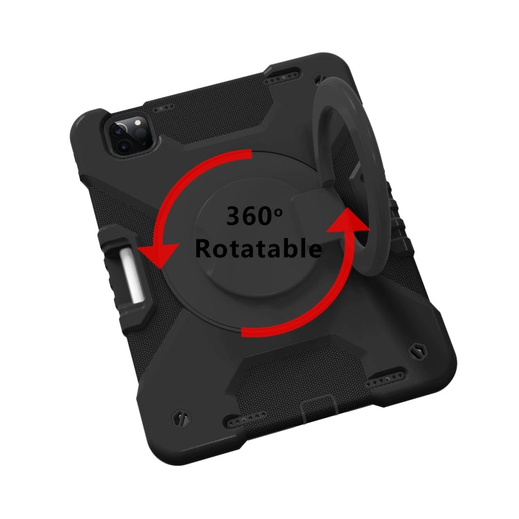 For iPad Pro 11 (2018/2020) PC + Silicone Shockproof Combination Tablet Case with 360 Degree Rotating Holder & Handle & Shoulder Strap