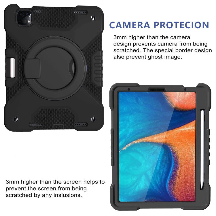 For iPad Pro 11 (2018/2020) PC + Silicone Shockproof Combination Tablet Case with 360 Degree Rotating Holder & Handle & Shoulder Strap
