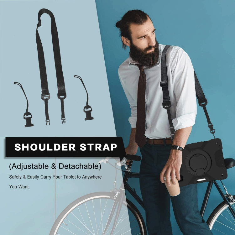 For iPad Pro 11 (2018/2020) PC + Silicone Shockproof Combination Tablet Case with 360 Degree Rotating Holder & Handle & Shoulder Strap