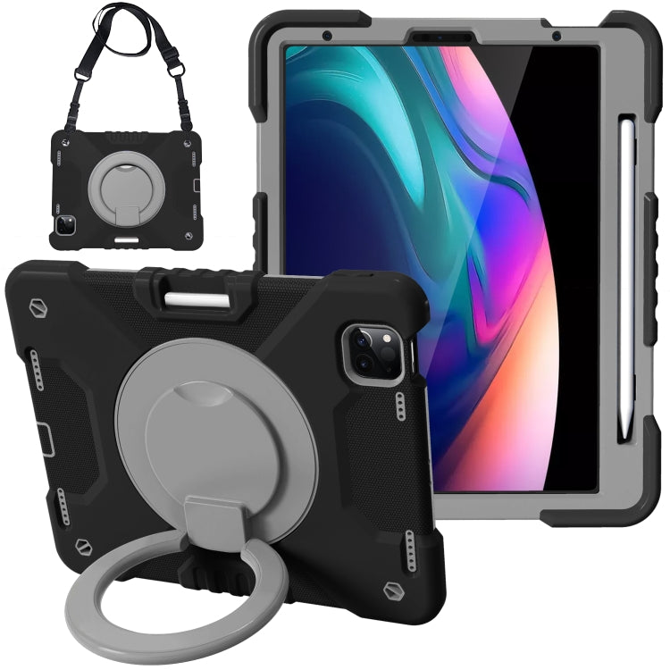 For iPad Pro 11 (2018/2020) PC + Silicone Shockproof Combination Tablet Case with 360 Degree Rotating Holder & Handle & Shoulder Strap