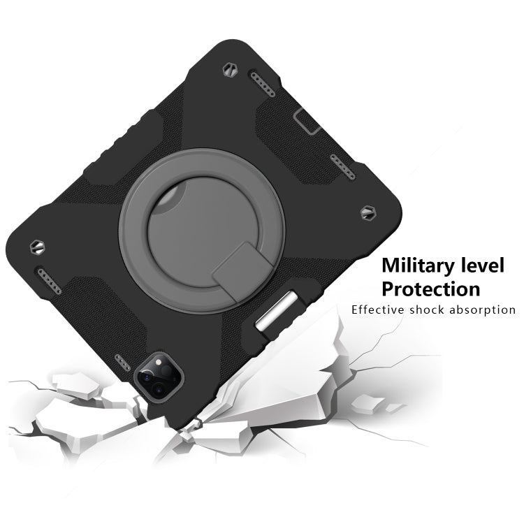 For iPad Pro 11 (2018/2020) PC + Silicone Shockproof Combination Tablet Case with 360 Degree Rotating Holder & Handle & Shoulder Strap