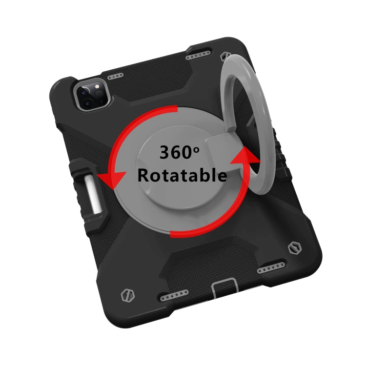 For iPad Pro 11 (2018/2020) PC + Silicone Shockproof Combination Tablet Case with 360 Degree Rotating Holder & Handle & Shoulder Strap