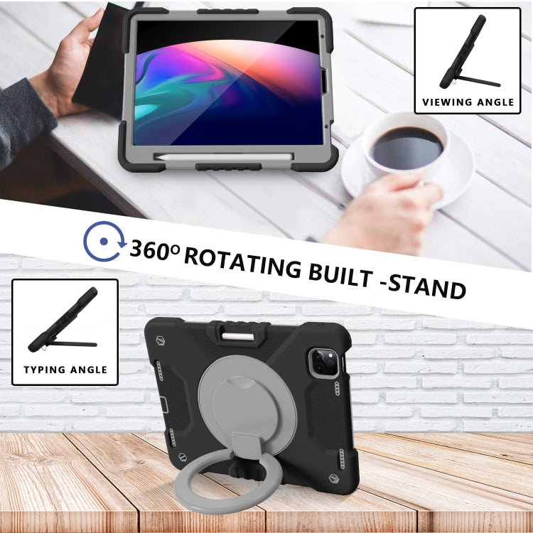 For iPad Pro 11 (2018/2020) PC + Silicone Shockproof Combination Tablet Case with 360 Degree Rotating Holder & Handle & Shoulder Strap