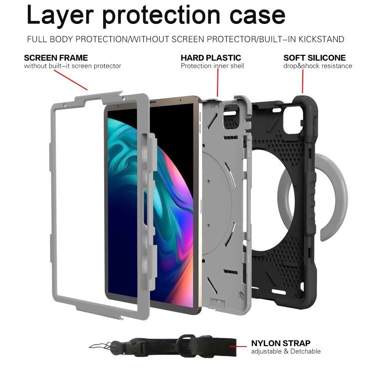 For iPad Pro 11 (2018/2020) PC + Silicone Shockproof Combination Tablet Case with 360 Degree Rotating Holder & Handle & Shoulder Strap