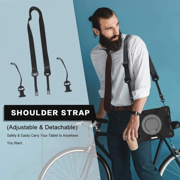 For iPad Pro 11 (2018/2020) PC + Silicone Shockproof Combination Tablet Case with 360 Degree Rotating Holder & Handle & Shoulder Strap