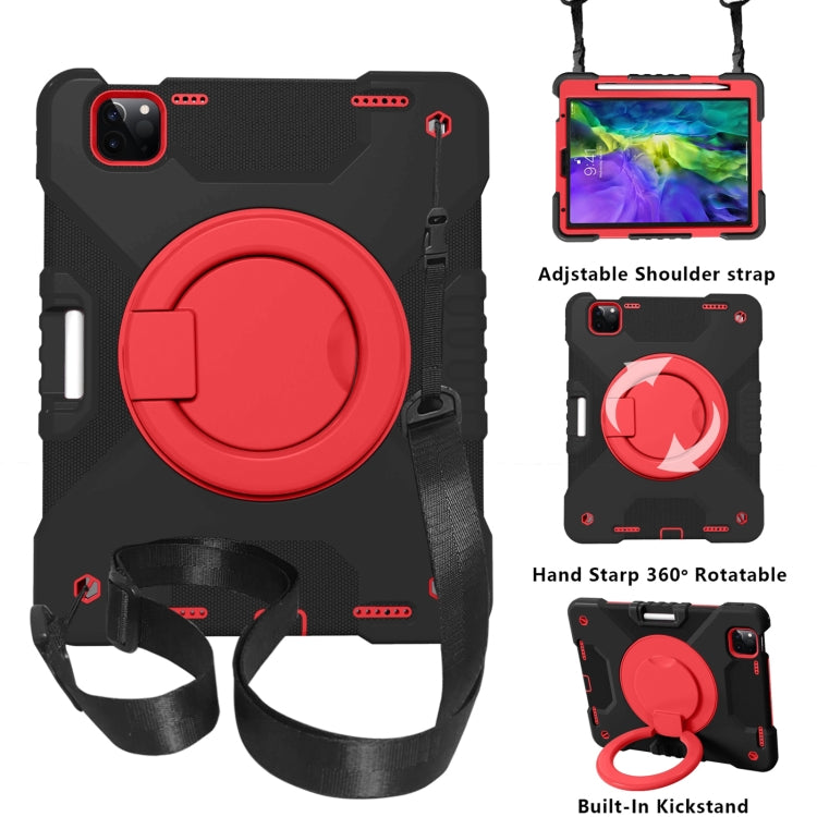 For iPad Pro 11 (2018/2020) PC + Silicone Shockproof Combination Tablet Case with 360 Degree Rotating Holder & Handle & Shoulder Strap
