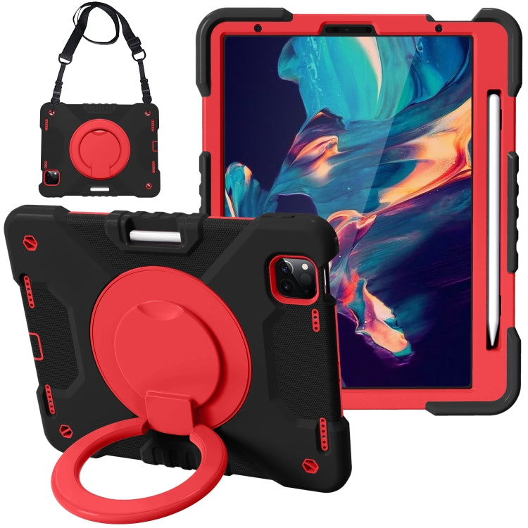 For iPad Pro 11 (2018/2020) PC + Silicone Shockproof Combination Tablet Case with 360 Degree Rotating Holder & Handle & Shoulder Strap