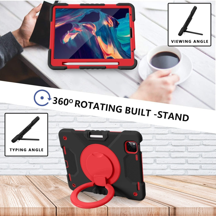 For iPad Pro 11 (2018/2020) PC + Silicone Shockproof Combination Tablet Case with 360 Degree Rotating Holder & Handle & Shoulder Strap