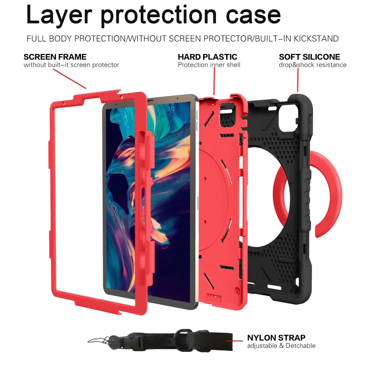 For iPad Pro 11 (2018/2020) PC + Silicone Shockproof Combination Tablet Case with 360 Degree Rotating Holder & Handle & Shoulder Strap