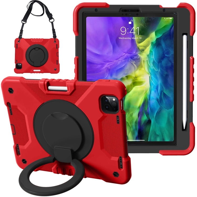 For iPad Pro 11 (2018/2020) PC + Silicone Shockproof Combination Tablet Case with 360 Degree Rotating Holder & Handle & Shoulder Strap