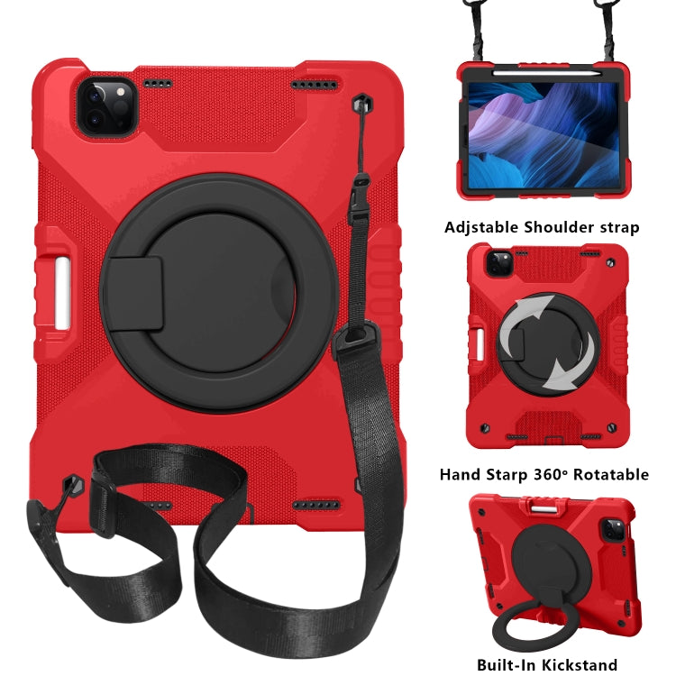 For iPad Pro 11 (2018/2020) PC + Silicone Shockproof Combination Tablet Case with 360 Degree Rotating Holder & Handle & Shoulder Strap