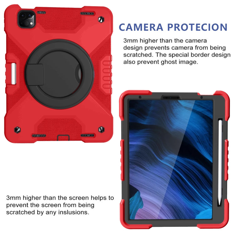 For iPad Pro 11 (2018/2020) PC + Silicone Shockproof Combination Tablet Case with 360 Degree Rotating Holder & Handle & Shoulder Strap