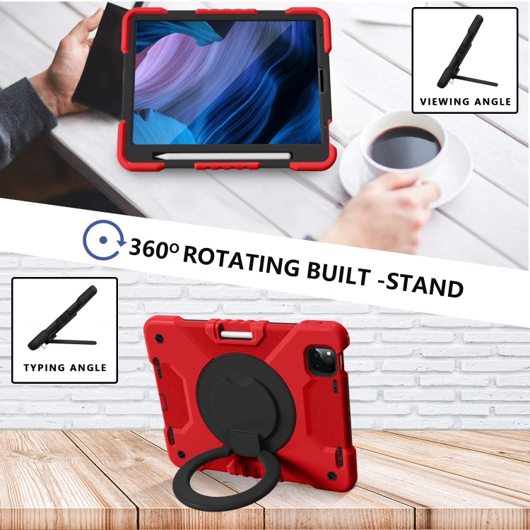 For iPad Pro 11 (2018/2020) PC + Silicone Shockproof Combination Tablet Case with 360 Degree Rotating Holder & Handle & Shoulder Strap