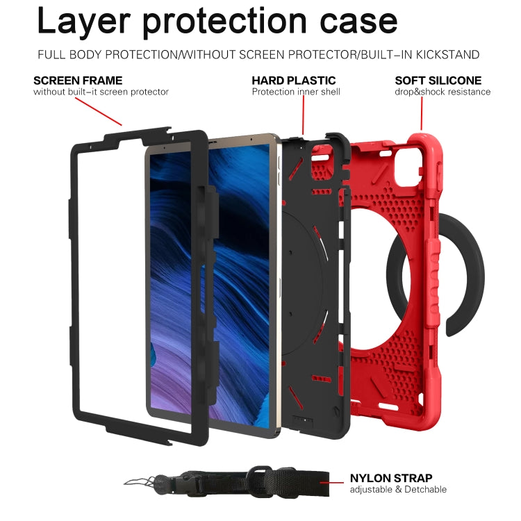 For iPad Pro 11 (2018/2020) PC + Silicone Shockproof Combination Tablet Case with 360 Degree Rotating Holder & Handle & Shoulder Strap