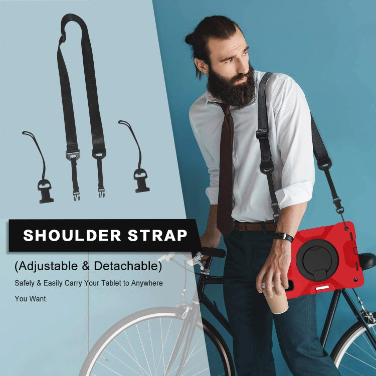 For iPad Pro 11 (2018/2020) PC + Silicone Shockproof Combination Tablet Case with 360 Degree Rotating Holder & Handle & Shoulder Strap