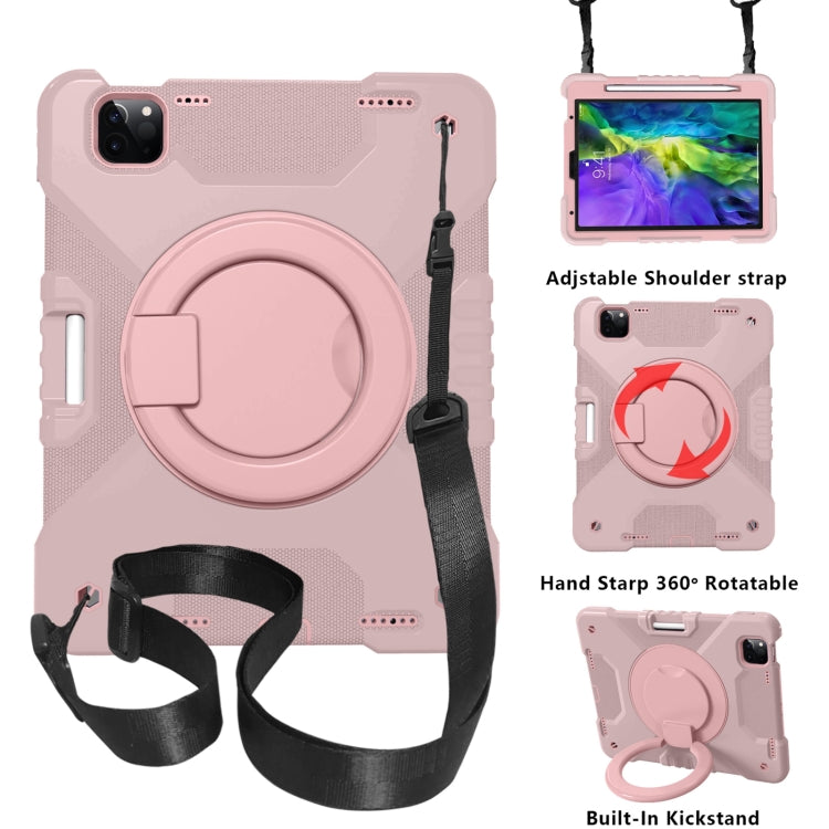 For iPad Pro 11 (2018/2020) PC + Silicone Shockproof Combination Tablet Case with 360 Degree Rotating Holder & Handle & Shoulder Strap